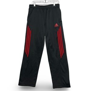 Adidas Track Pants Mens Size Medium Black Red Good Athletic Fleece Lined Striped